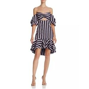NEW Where Are You From Wayf Korbin Striped Off-the-Shoulder Dress - S